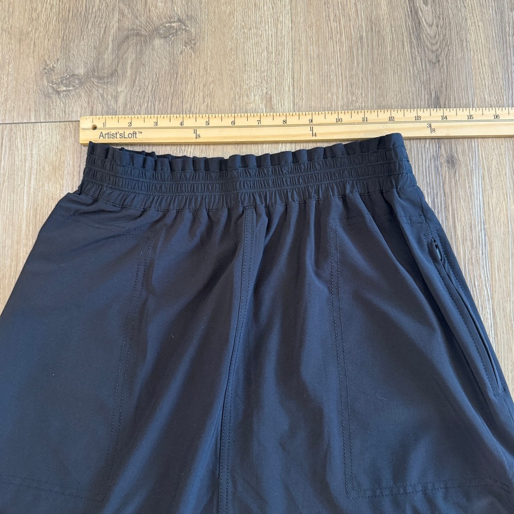 Athleta Savannah Skirt Black Smocked Paperbag Waist Midi Side Slits Womens XS - Picture 5 of 9
